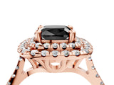 Rose gold Double Halo Fancy Black Cushion Cut Diamond Pavé Band with Four-Prong Setting_4