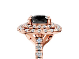 Rose gold Double Halo Fancy Black Cushion Cut Diamond Pavé Band with Four-Prong Setting_5