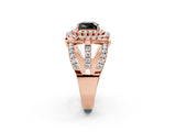Rose gold Double Halo Fancy Black Cushion Cut Diamond Split Shank Pave Set Ring_5