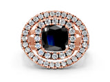 Rose gold Double Halo Fancy Black Cushion Cut Diamond Split Shank Prong Setting Ring