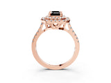 Rose gold Double Halo Fancy Black Emerald Cut Diamond Pavé Band with Four-Prong Setting_3