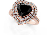 Rose gold Double Halo Fancy Black Heart Cut Diamond Pavé Band with Four-Prong Setting_1