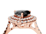 Rose gold Double Halo Fancy Black Heart Cut Diamond Pavé Band with Four-Prong Setting_4