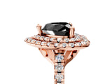 Rose gold Double Halo Fancy Black Heart Cut Diamond Pavé Band with Four-Prong Setting_5