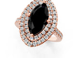 Rose gold Double Halo Fancy Black Marquise Cut Diamond Pavé Band with Four-Prong Setting_1