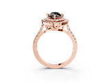 Rose gold Double Halo Fancy Black Marquise Cut Diamond Pavé Band with Four-Prong Setting_3