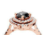 Rose gold Double Halo Fancy Black Marquise Cut Diamond Pavé Band with Four-Prong Setting_4