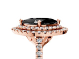 Rose gold Double Halo Fancy Black Marquise Cut Diamond Pavé Band with Four-Prong Setting_5