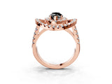 Rose gold Double Halo Fancy Black Marquise Cut Diamond Split Shank Prong Setting Ring_3