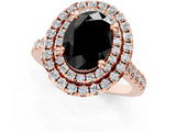 Rose gold Double Halo Fancy Black Oval Cut Diamond Pavé Band with Four-Prong Setting_1