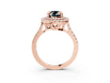 Rose gold Double Halo Fancy Black Oval Cut Diamond Pavé Band with Four-Prong Setting_3