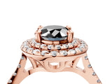 Rose gold Double Halo Fancy Black Oval Cut Diamond Pavé Band with Four-Prong Setting_4