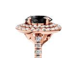 Rose gold Double Halo Fancy Black Oval Cut Diamond Pavé Band with Four-Prong Setting_5