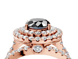 Rose gold Double Halo Fancy Black Oval Cut Diamond Split Shank Pave Set Ring_7