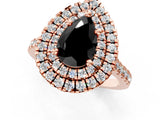 Rose gold Double Halo Fancy Black Pear Cut Diamond Pavé Band with Four-Prong Setting_1