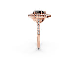 Rose gold Double Halo Fancy Black Pear Cut Diamond Pavé Band with Four-Prong Setting_2