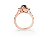 Rose gold Double Halo Fancy Black Pear Cut Diamond Pavé Band with Four-Prong Setting_3