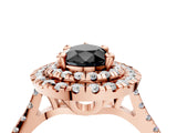 Rose gold Double Halo Fancy Black Pear Cut Diamond Pavé Band with Four-Prong Setting_4