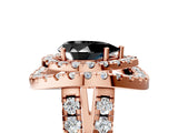 Rose gold Double Halo Fancy Black Pear Cut Diamond Split Shank Prong Setting Ring_5