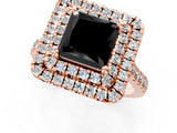 Rose gold Double Halo Fancy Black Princess Cut Diamond Pavé Band with Four-Prong Setting_1