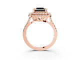 Rose gold Double Halo Fancy Black Princess Cut Diamond Pavé Band with Four-Prong Setting_3