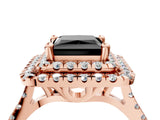 Rose gold Double Halo Fancy Black Princess Cut Diamond Pavé Band with Four-Prong Setting_4