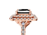 Rose gold Double Halo Fancy Black Princess Cut Diamond Pavé Band with Four-Prong Setting_5