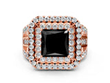 Rose gold Double Halo Fancy Black Princess Cut Diamond Split Shank Pave Set Ring_3
