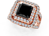 Rose gold Double Halo Fancy Black Princess Cut Diamond Split Shank Pave Set Ring_4