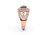 Rose gold Double Halo Fancy Black Princess Cut Diamond Split Shank Pave Set Ring_5