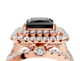Rose gold Double Halo Fancy Black Princess Cut Diamond Split Shank Pave Set Ring_7