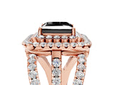 Rose gold Double Halo Fancy Black Princess Cut Diamond Split Shank Pave Set Ring_8