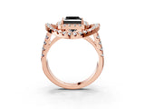 Rose gold Double Halo Fancy Black Princess Cut Diamond Split Shank Prong Setting Ring_3