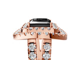 Rose gold Double Halo Fancy Black Princess Cut Diamond Split Shank Prong Setting Ring_5
