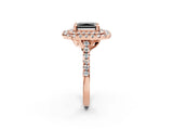 Rose gold Double Halo Fancy Black Radiant Cut Diamond Pavé Band with Four-Prong Setting_2