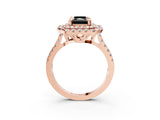 Rose gold Double Halo Fancy Black Radiant Cut Diamond Pavé Band with Four-Prong Setting_3
