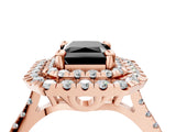 Rose gold Double Halo Fancy Black Radiant Cut Diamond Pavé Band with Four-Prong Setting_4