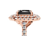 Rose gold Double Halo Fancy Black Radiant Cut Diamond Pavé Band with Four-Prong Setting_5