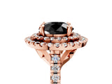 Rose gold Double Halo Fancy Black Round Cut Diamond Pavé Band with Four-Prong Setting_5