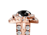 Rose gold Double Halo Fancy Black Round Cut Diamond Split Shank Prong Setting Ring_5