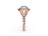Rose gold Double Halo Fancy Blue Asscher -Shaped Split Shank Diamond Ring with Prong Setting_17