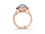 Rose gold Double Halo Fancy Blue Asscher -Shaped Split Shank Diamond Ring with Prong Setting_18