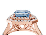 Rose gold Double Halo Fancy Blue Asscher -Shaped Split Shank Diamond Ring with Prong Setting_19