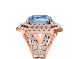 Rose gold Double Halo Fancy Blue Asscher -Shaped Split Shank Diamond Ring with Prong Setting_20