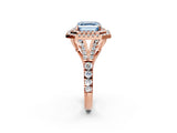 Rose gold Double Halo Fancy Blue Asscher Cut Diamond Split Shank Engagement Ring with Four-Prong Setting_5