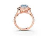 Rose gold Double Halo Fancy Blue Asscher Cut Diamond Split Shank Engagement Ring with Four-Prong Setting_6
