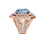 Rose gold Double Halo Fancy Blue Asscher Cut Diamond Split Shank Engagement Ring with Four-Prong Setting_8