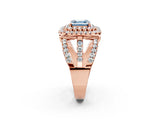 Rose gold Double Halo Fancy Blue Asscher Cut Diamond Split Shank Pave Set Ring_5