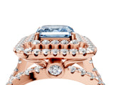 Rose gold Double Halo Fancy Blue Asscher Cut Diamond Split Shank Pave Set Ring_7