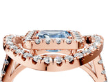 Rose gold Double Halo Fancy Blue Asscher Cut Diamond Split Shank Prong Setting Ring_4